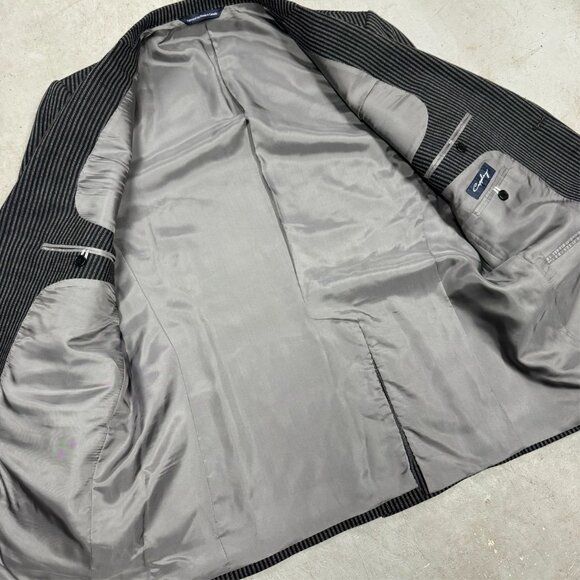 Coppley Striped Blazer Stretch Wool Sport Coat Made in Canada Black 44R - Picture 8 of 10